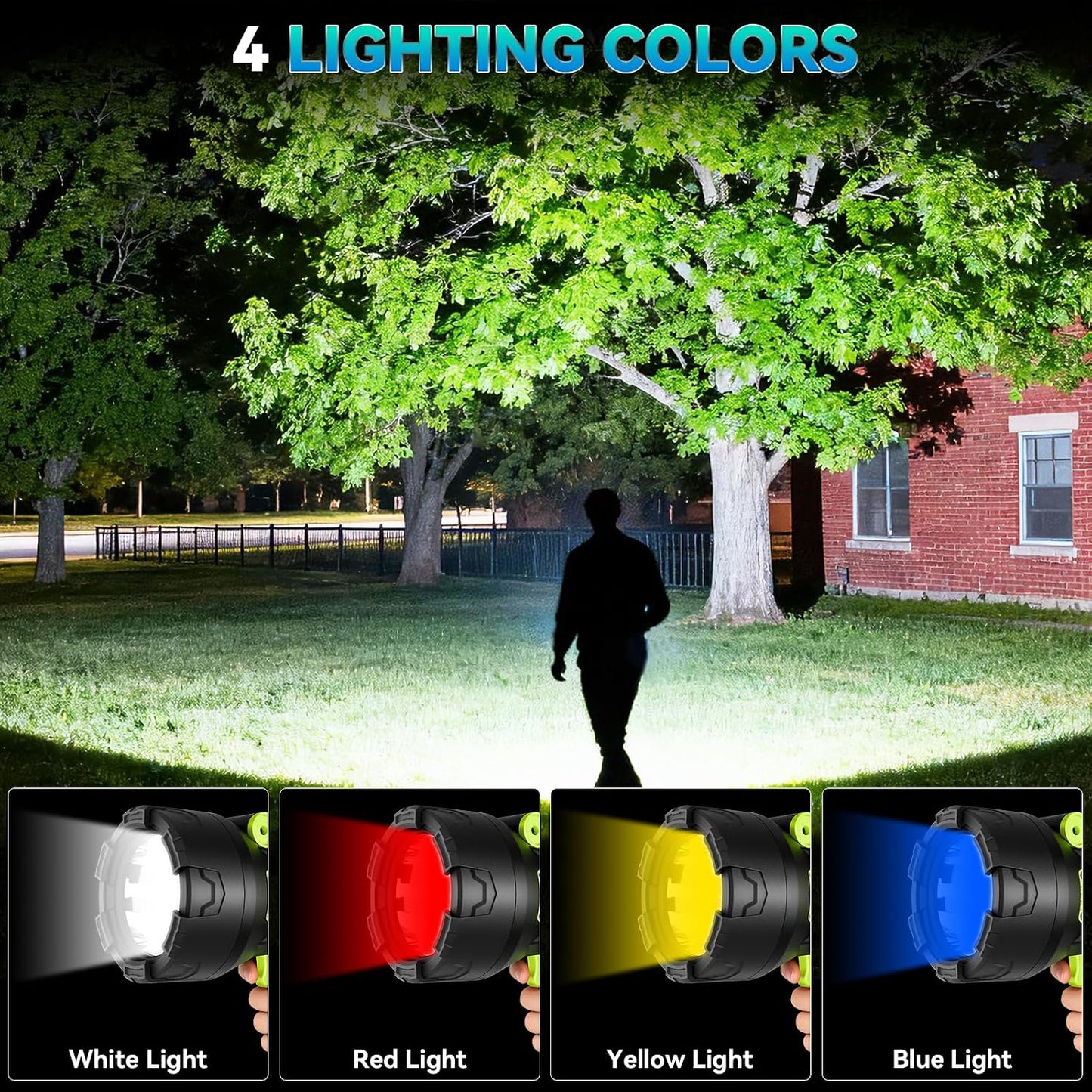 Rechargeable Spotlight，2000000 Lumens Super Bright LED SpotLights Flashlight, Spot Lights Long Runtime Waterproof ，Spot Light Outdoor Handheld with Cob Light & Foldable Tripod for Camping