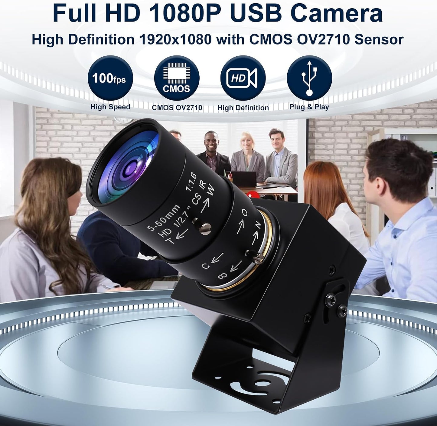 SVPRO 1080P USB Webcam with Telephoto 5-50mm Lens, Full HD Computer Camera 100fps/60fps/30fps for Windows/Mac/Linux/Android