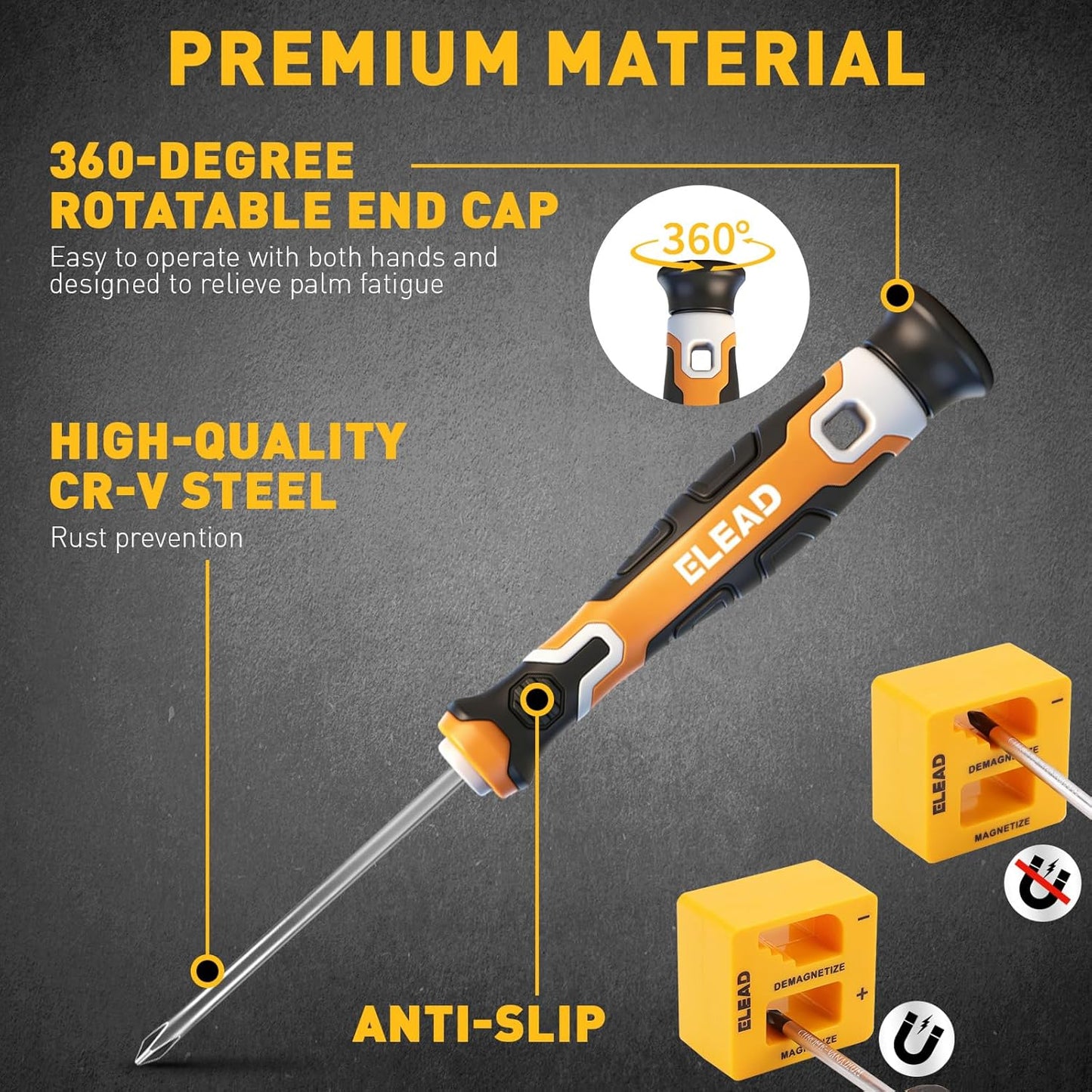 86-Piece Magnetic Screwdriver Set, Torx/Slotted/Phillips Precision Screwdrivers, SAE & Metric Magnetic Nut Driver Set, Screwdriver Bits, Bit Holder with Sturdy Tool Box