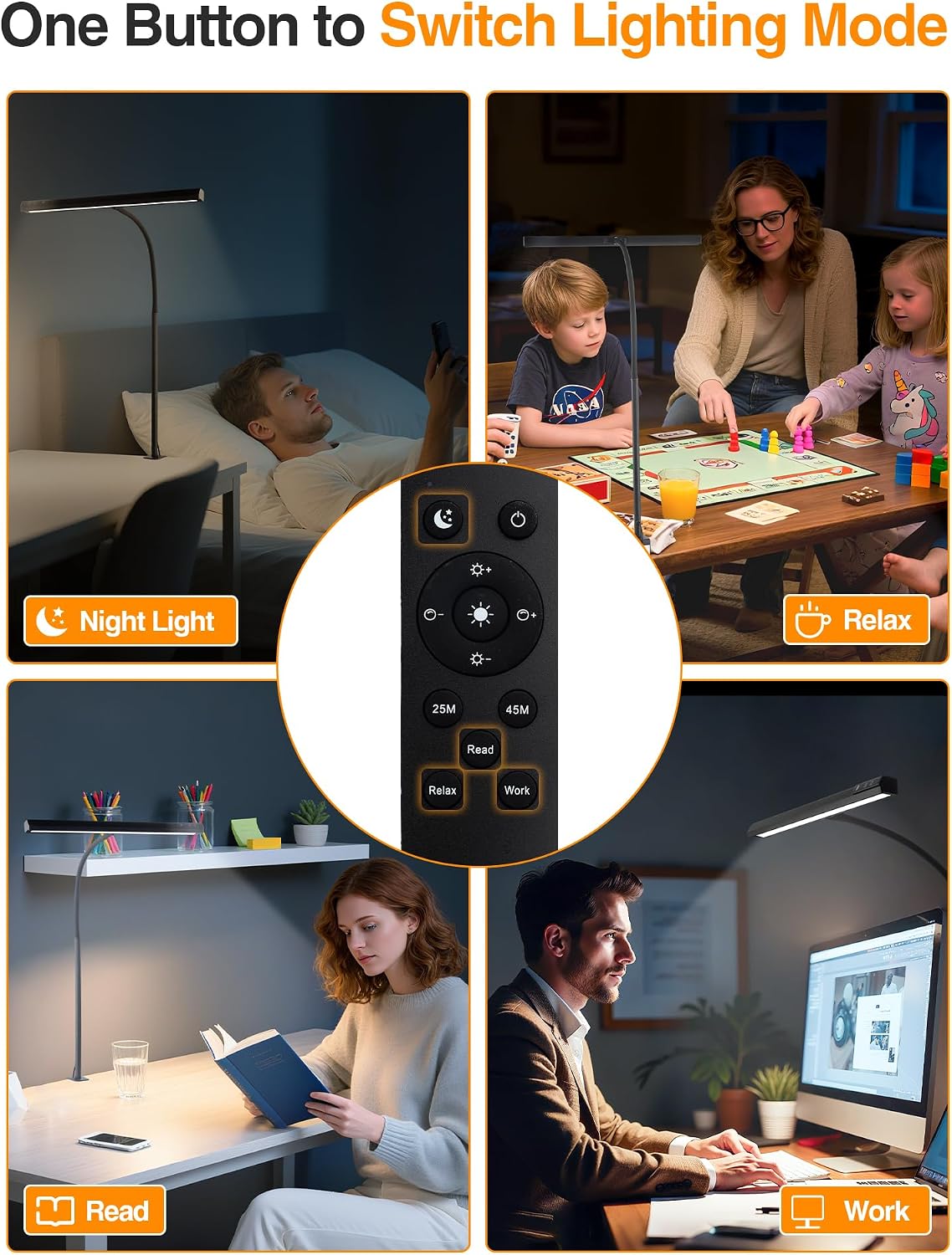 Desk Light,1000 Lumen Bright+5 Color+9 Brightness LED Desk Lamp with Remote