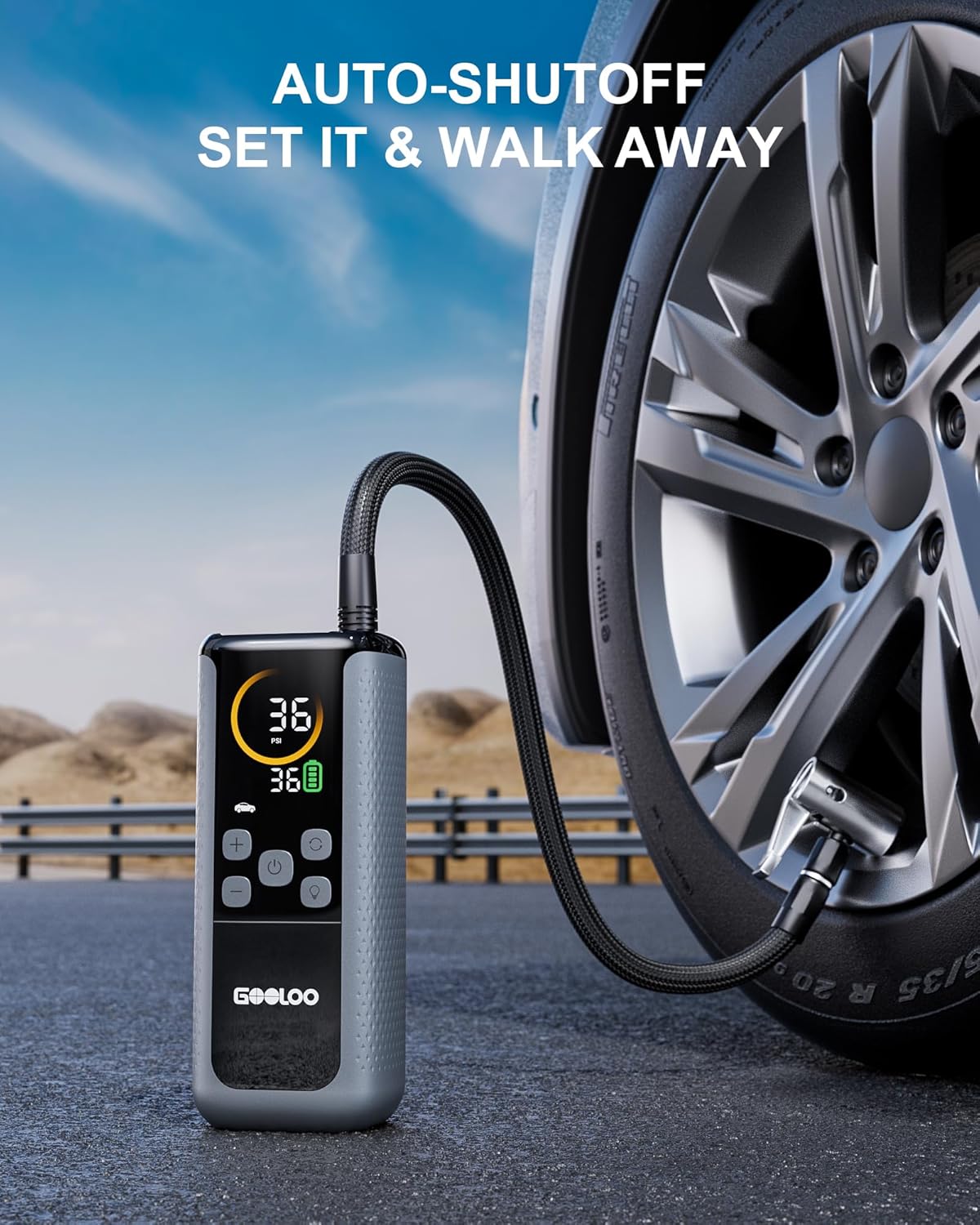 GOOLOO GT160 DUAL Heavy-Duty Tire Inflator Portable Air Compressor | Built for Heavy-Duty Vehicles • 160 PSI Max • Dual-Cylinder Pump • 10000mAh Battery • Fast Inflation