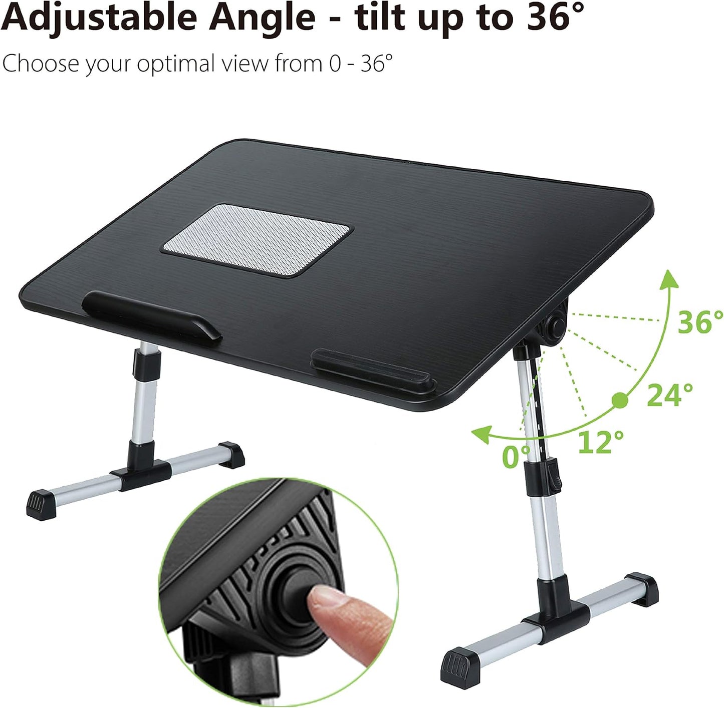 Lap Desk for Laptop, 8AMTECH Ajustable Laptop Table with Cooling Fan Office Desk for Lap-top, Working, Reading, Writing, Drawing and Eating in Bed Sofa Floor Couch