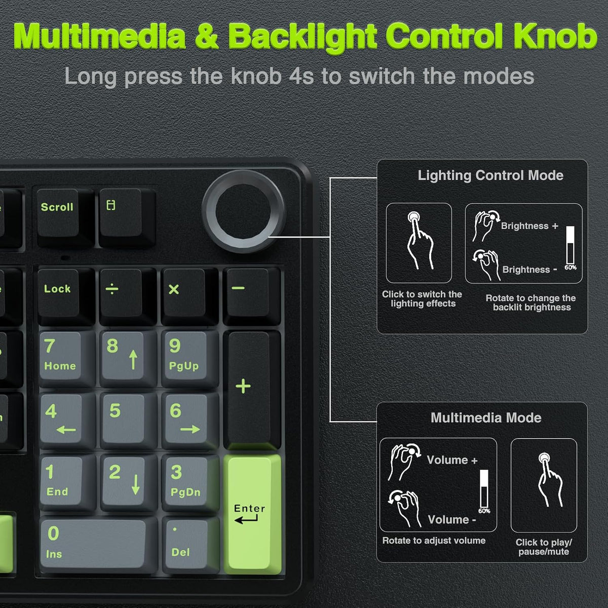 AULA F99 Pro Wireless Mechanical Keyboard with Knob,Creamy Sound,Tri-Mode BT5.0/USB-C/2.4GHz Hot Swappable Keyboard,Gasket Structure,RGB Backlit Computer Gaming Keyboards