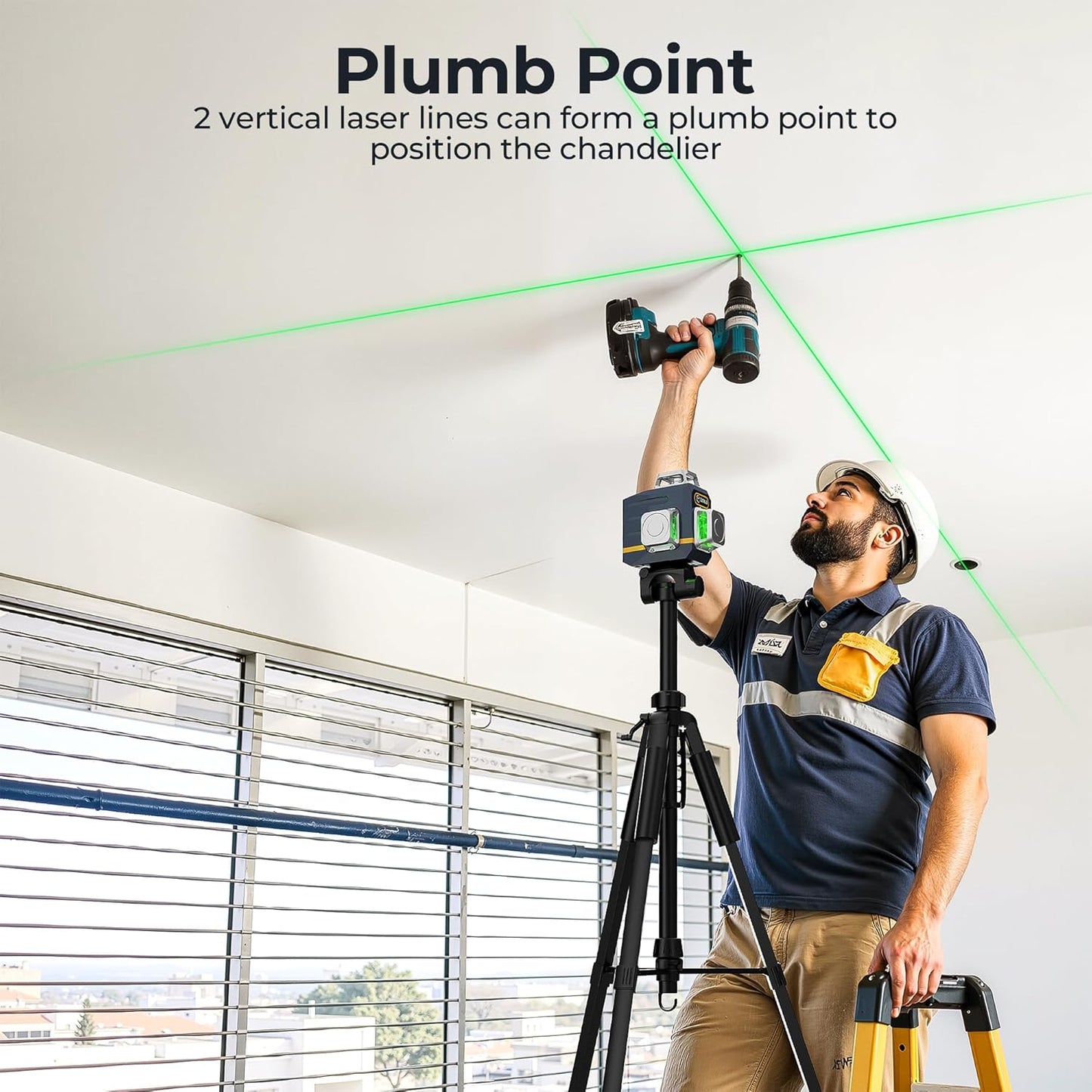 Laser Level Self Leveling 3x360° for Picture Hanging & Construction | Green Lazer Leveler Tool, High Accuracy & Visibility, Remote Control, Rechargeable, Strong Magnetic Bracket, for DIY Projects