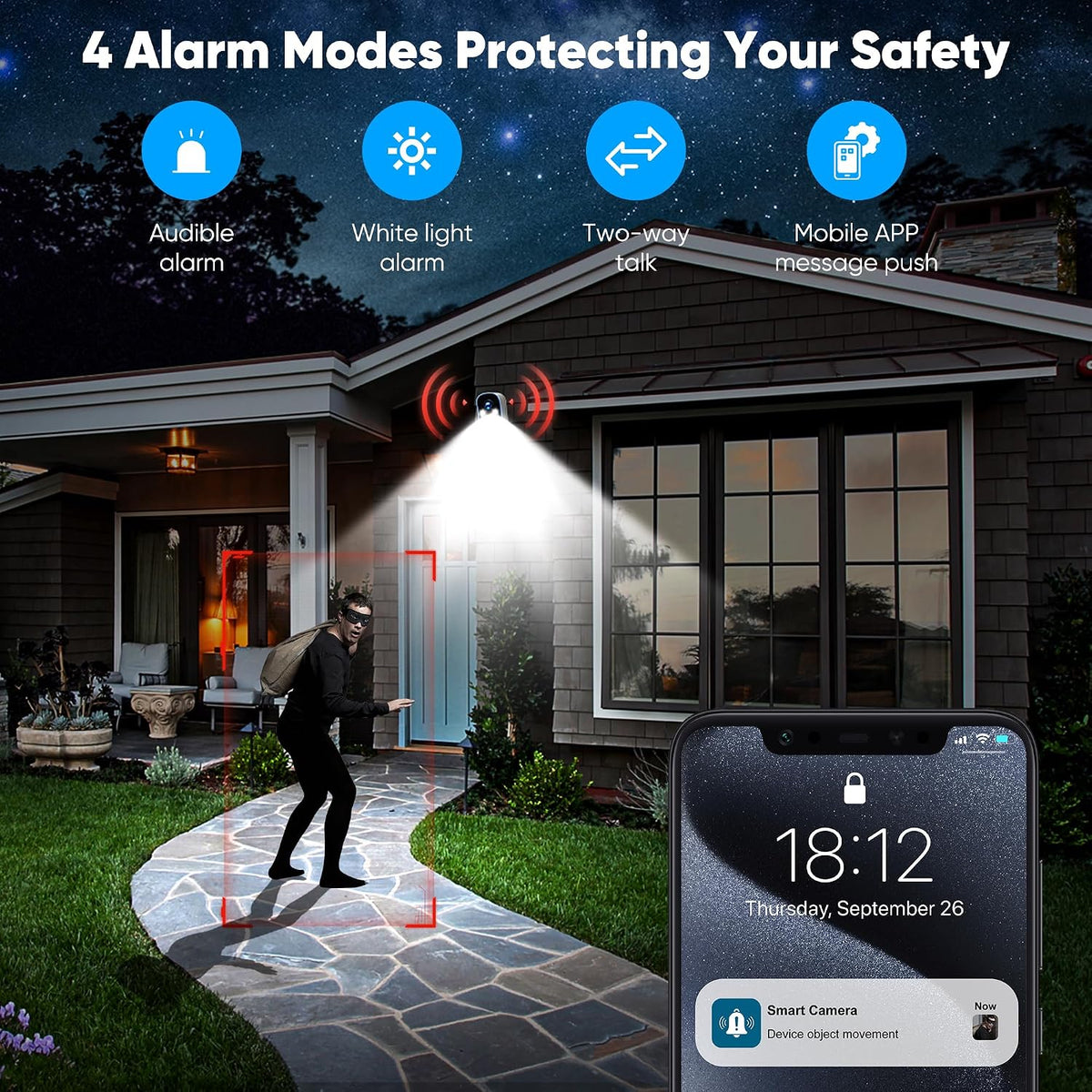 2 Pack 4MP Security Cameras Wireless Outdoor, Color Night Vision Camera