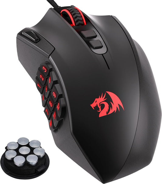 Redragon M921 Wired RGB MMO Gaming Mouse 12400 DPI Remapping Keys | Stable Lag-Free Connection, Smooth Precise Tracking, Custom Macro Keybinds, Vibing Backlight, Ergonomic Grip Body Comfort