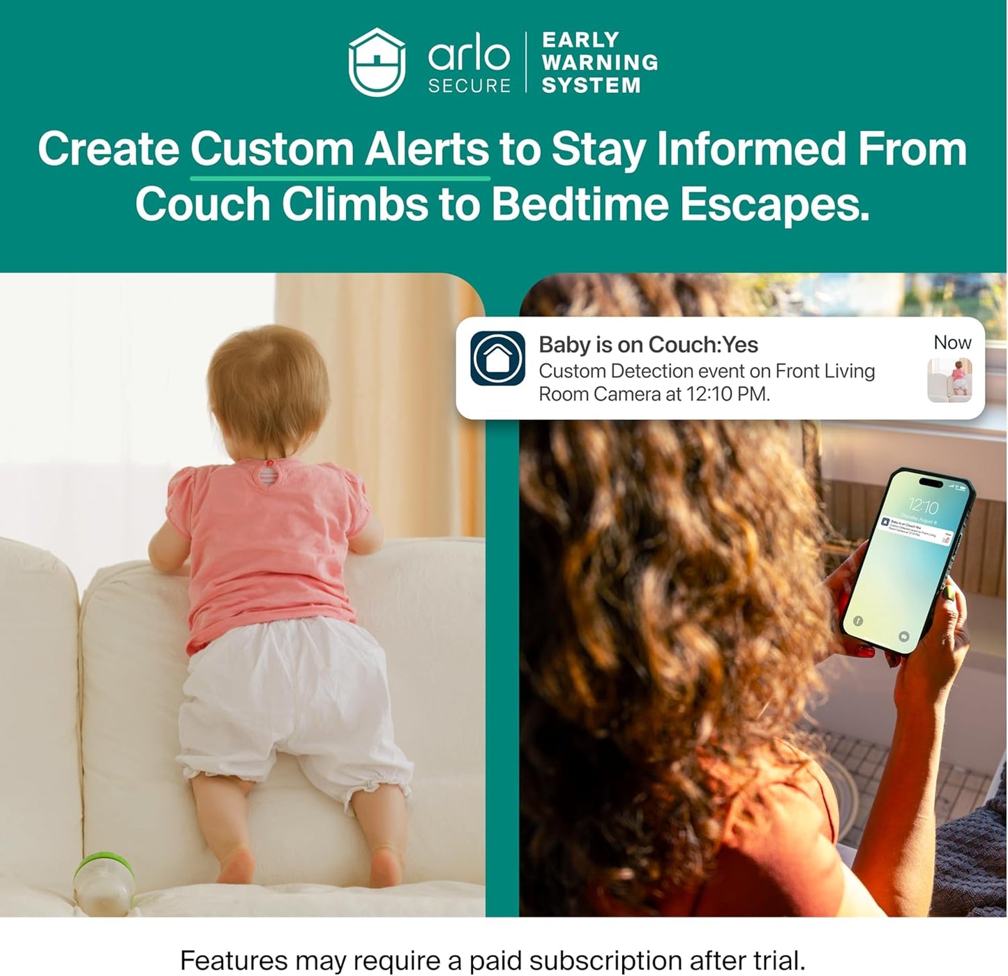 Arlo Essential Indoor Baby Camera 2K (3rd Gen) - Privacy Shield, 2-Cam | 2K baby & kid surveillance camera; Wired power; Privacy shield; Person detection; Night vision; 1-mo Secure plan incl.