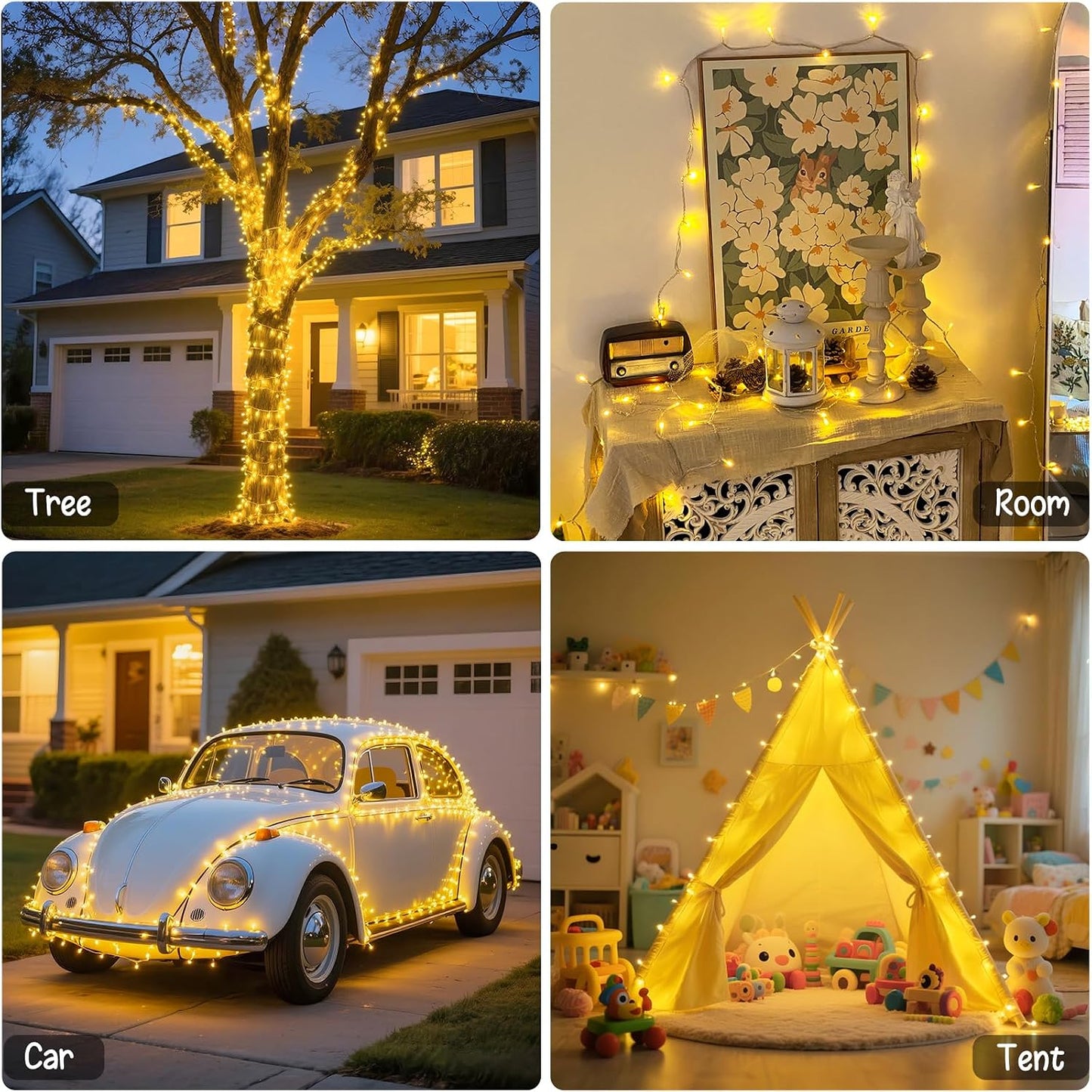 JMEXSUSS Remote Control String Lights Battery Operated Classroom Lights | Waterproof, 66ft 200 LED Warm White Christmas Lights Outdoor Indoor, Twinkle Classroom Dorm Lights for Bedroom Patio Decor