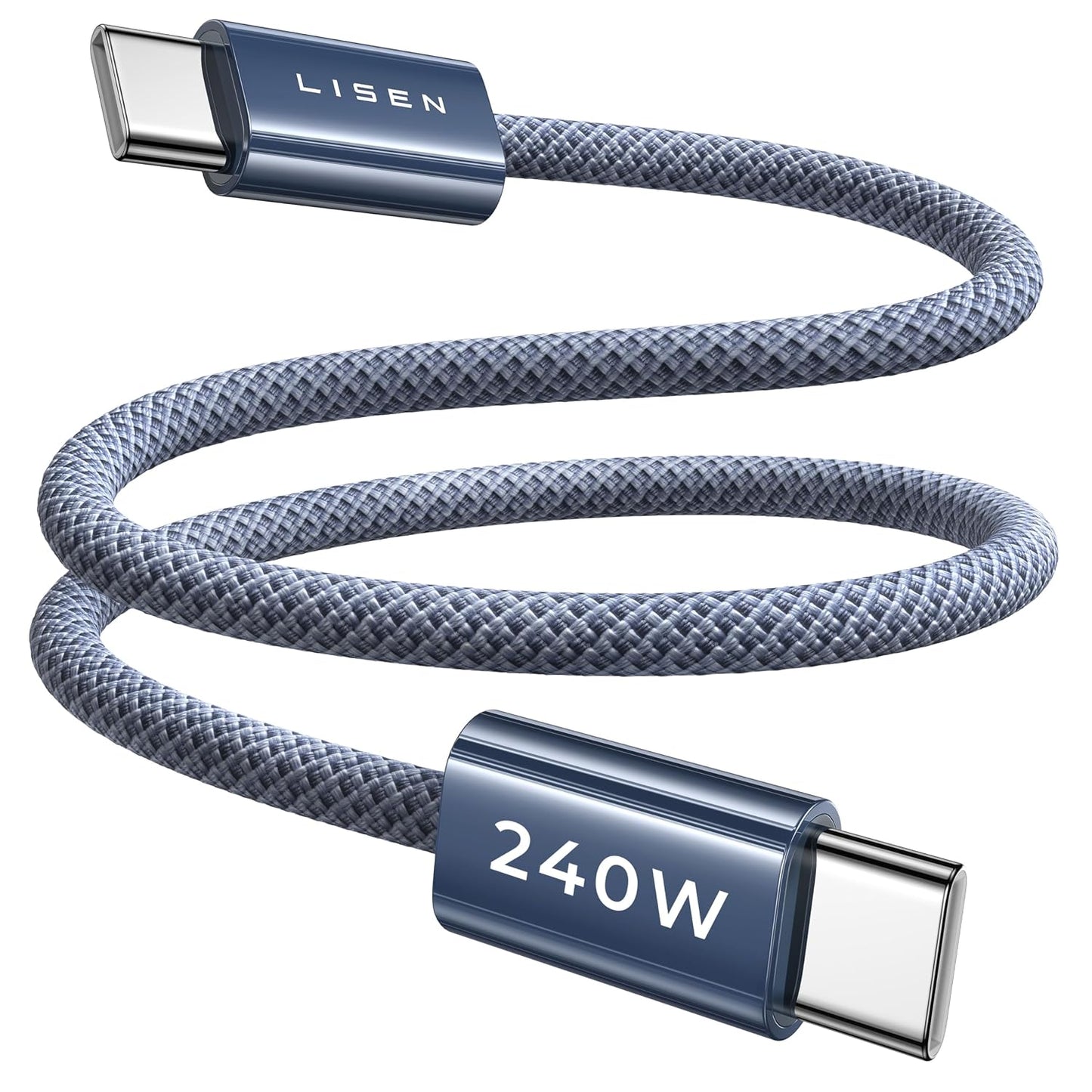 LISEN 10FT USB C Cable Fast Charging, 240W Long USB C to USB C Cable | 2-Pack, Midnight | USBC Cable for iPhone 17/16/15 Pro Max, iPad Pro/Air, MacBook Pro/Air, Samsung Galaxy S26 Ultra, Laptop