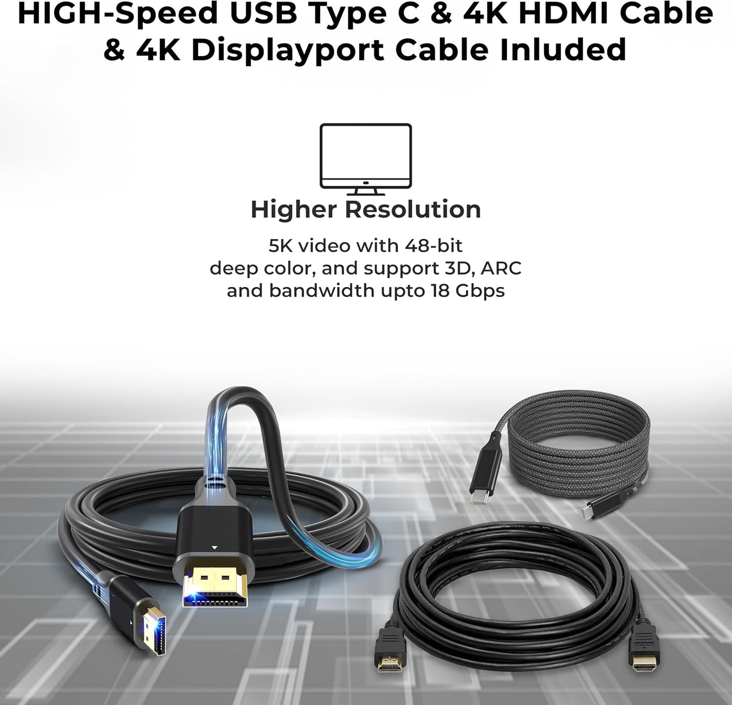 Dell D6000S Universal Docking Station - USB-C/USB-A Dock with 130W Adapter, HDMI, DisplayPort, USB-C Cables - Supports 4K Display (Renewed)