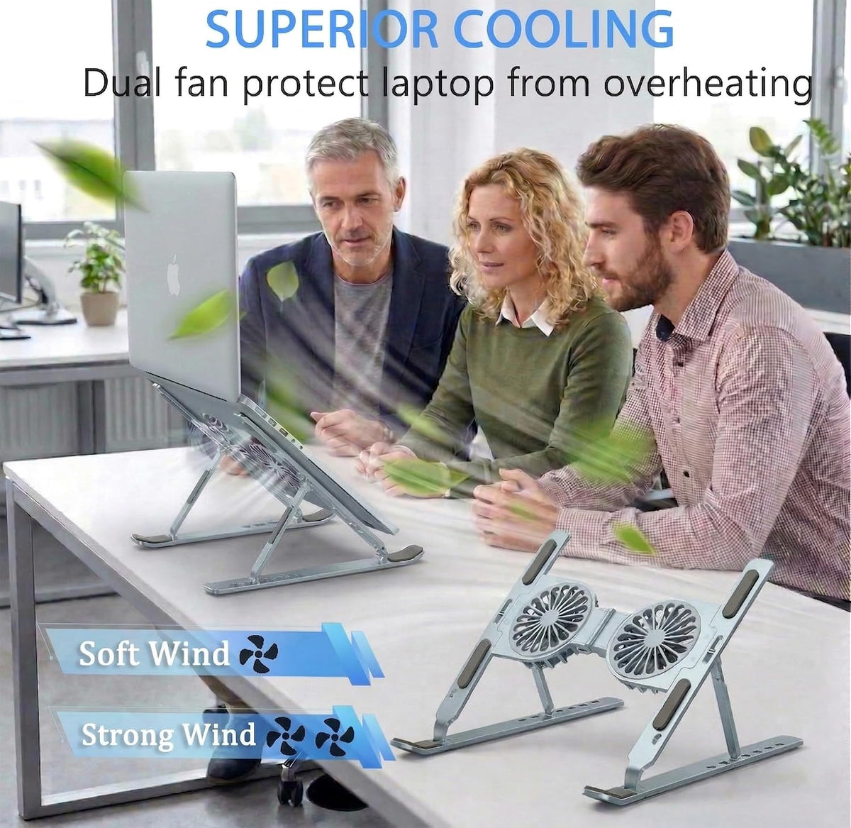 Laptop Cooling Stand with Dual RGB Fans, 7-Level Adjustable Height, Aluminum Ergonomic Laptop Cooler for 11-17'' Notebook (Gray)