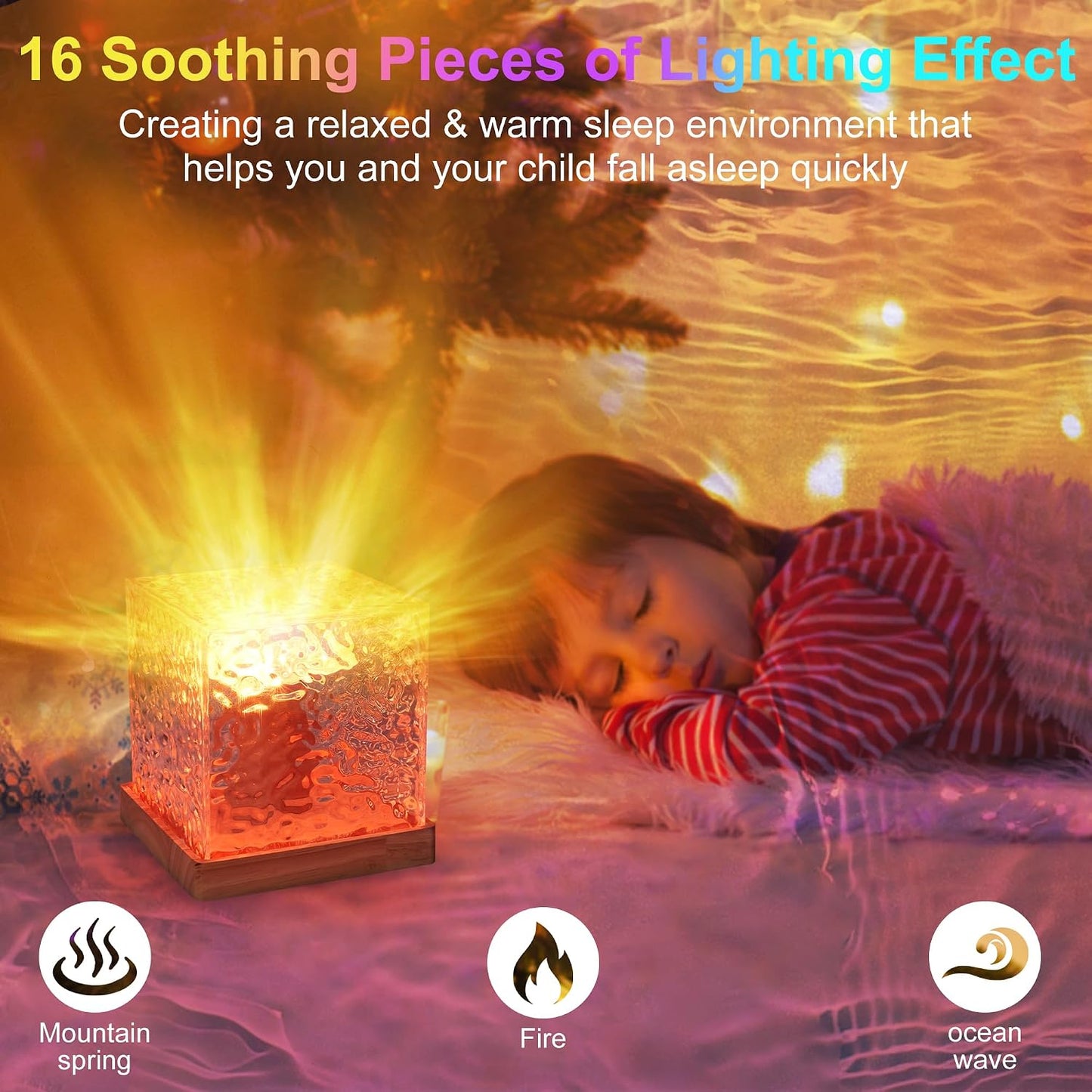 RICHMYC Ocean Wave Projector Light, 16 Colors Rotating Water Lamp, Remote | Beach Decor Sea Themed Gradual Northern Lights Projector for Office Bedroom Bathroom Bar Restaurant (Plug in 4.7in)