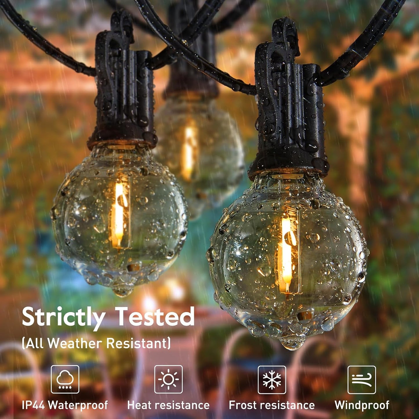 Brightown Outdoor String Lights, 35FT with 30 Bulbs, Waterproof Connectable | Patio Lights with Shatterproof G40 Replaceable Bulbs, Plug-In Outside Hanging Light for Backyard Bistro Porch Party Decor