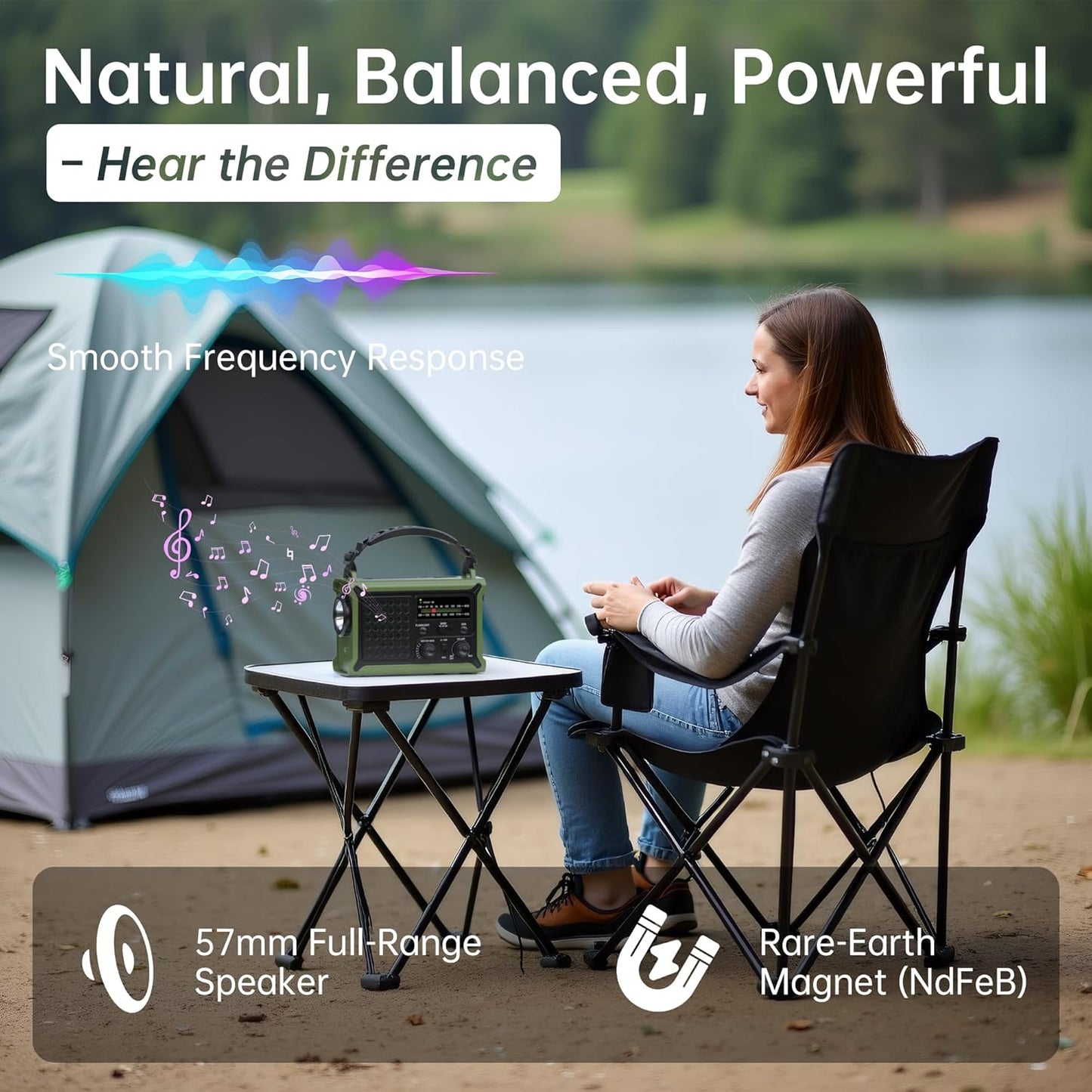 Solar Radio Emergency Hand Crank 12000mAh with Clear Signal | AM FM NOAA Weather Radio Battery Operated with 2-Mode LED Flashlight Cell Phone Charger Dual Outputs SOS