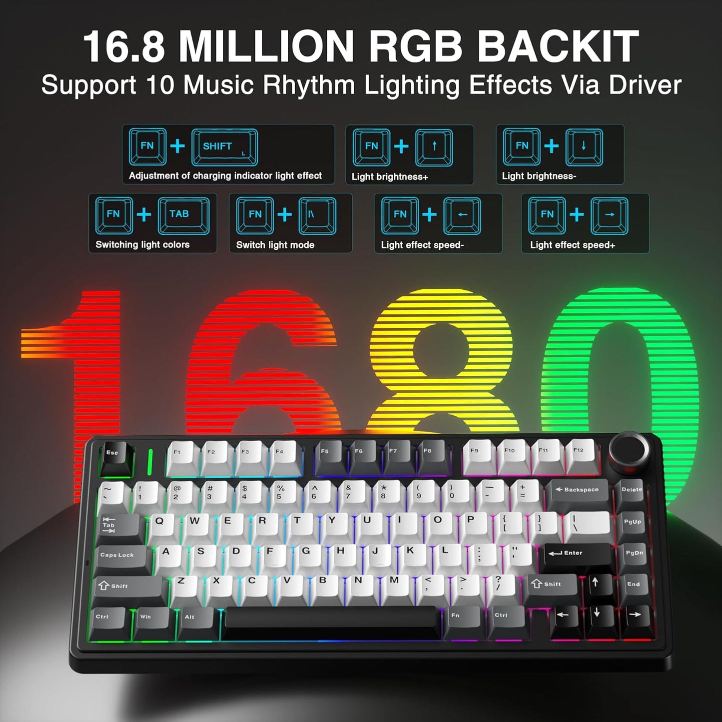 Aula F75 HE Wireless Gaming Keyboard Hall Effect Magnetic Switch Keyboard | 75% Gaming Keyboard with Rapid Trigger, 8K Polling, 0.01mm RT Adjustable Actuation, RGB Backlit, Hot-Swap Keyboard for Gamer