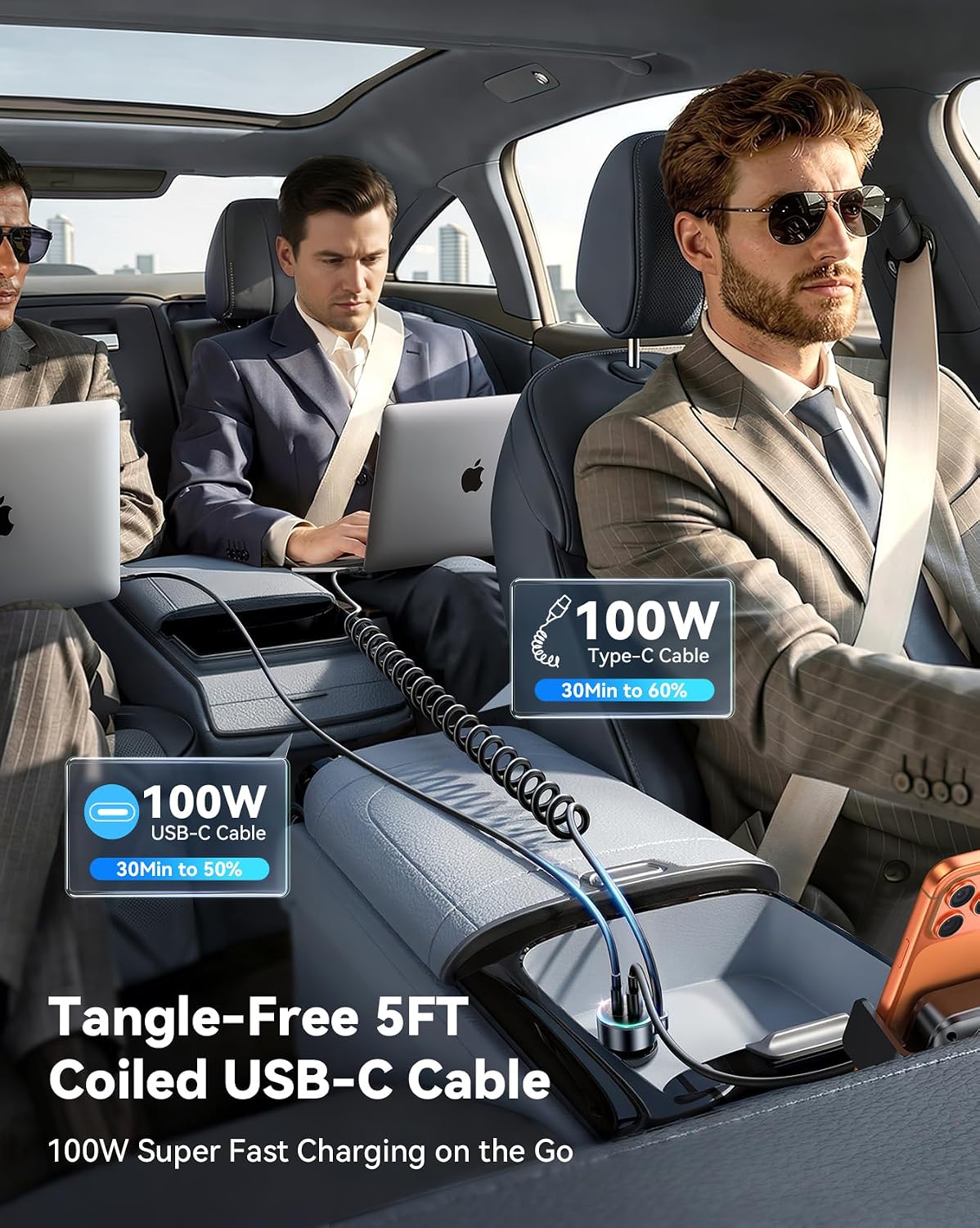 FLYLEAD 200W Car Charger USB C Fast Charge, [GaN] PD100W Fast Car Charger | Cigarette Lighter Phone Charger Adapter for iPhone 17/16/15 Pro Max, MacBook Pro Air Laptop, Samsung S26/S25, Pixel, iPad Pro