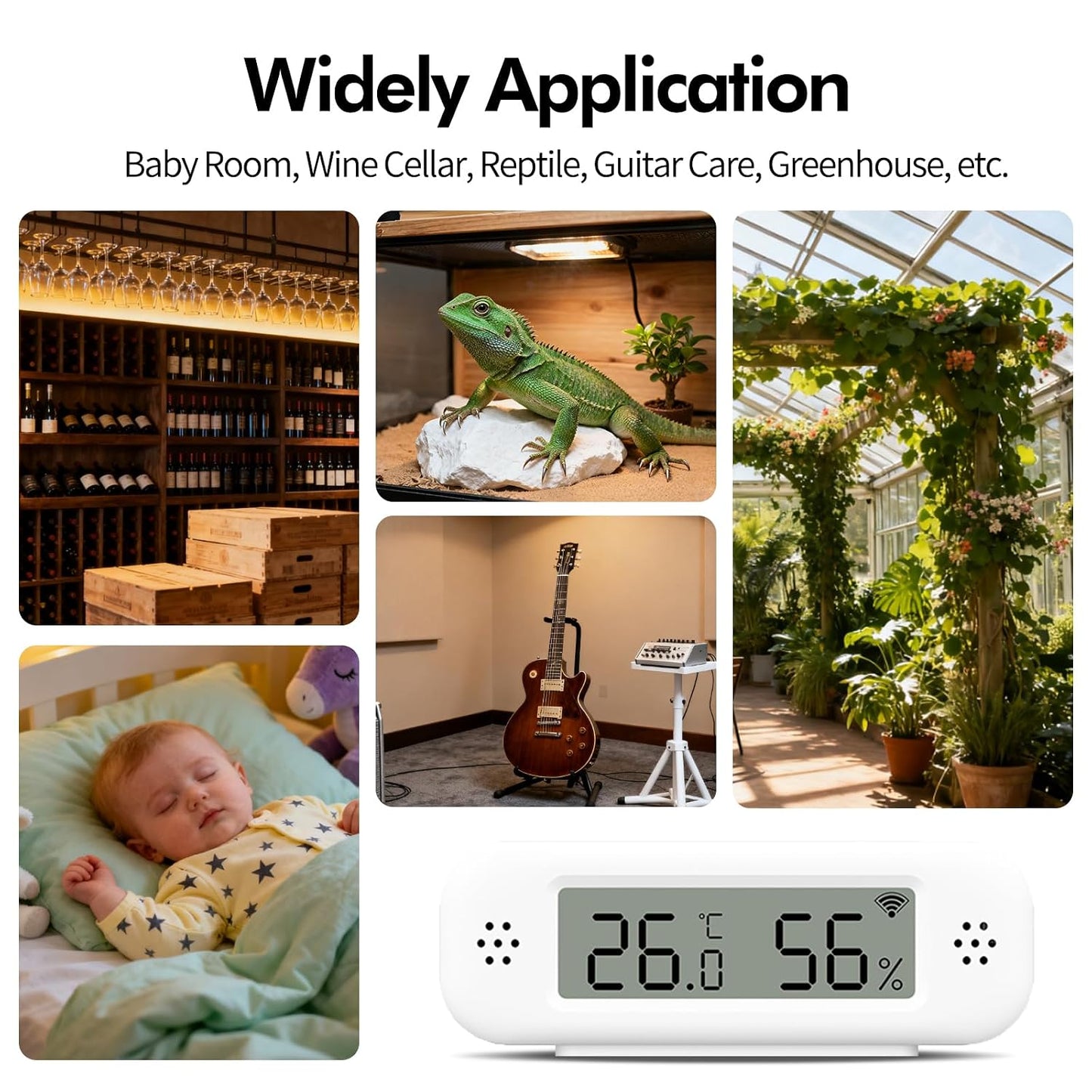 eMylo WiFi Thermometer Hygrometer Sensor, Wireless Indoor Temperature Humidity Monitor with App Control, Notification Alerts, Free Data Storage Export, for Home Pet Greenhouse, Compatible with Alexa