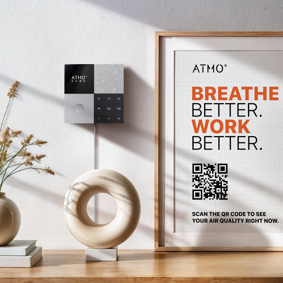 Atmocube Professional 12-in-1 Indoor Air Quality Monitor – CO2, PM2.5, Formaldehyde (CH2O), TVOCs, NOx, Noise &amp; Light Sensor – Wi-Fi, Ethernet &amp; PoE Connectivity – Real-Time Smart Cloud Dashboard