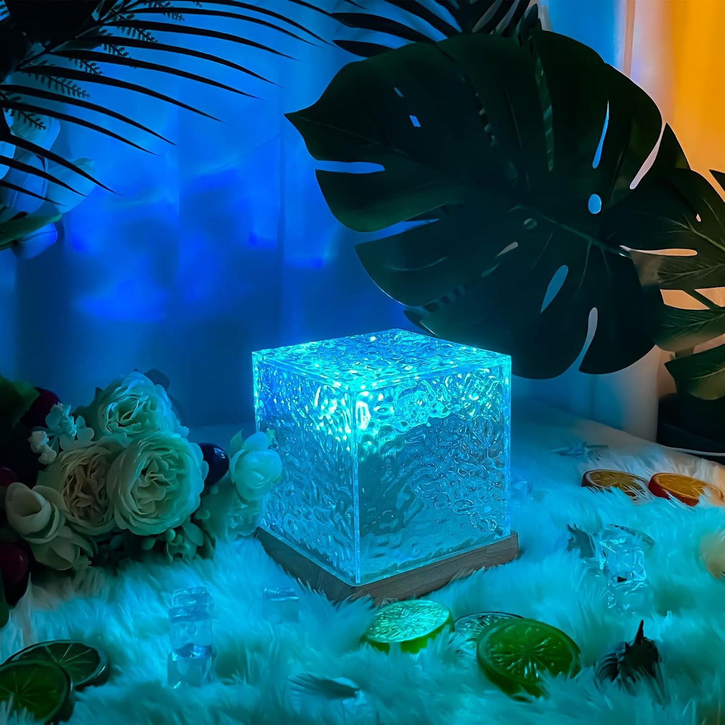 RICHMYC Ocean Wave Projector Light, 16 Colors Rotating Water Lamp, Remote | Beach Decor Sea Themed Gradual Northern Lights Projector for Office Bedroom Bathroom Bar Restaurant (Plug in 4.7in)