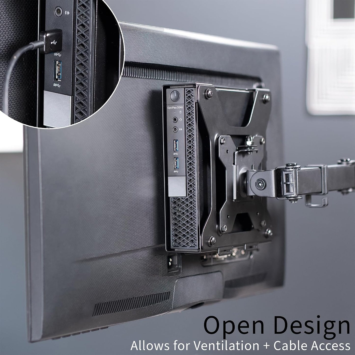 VIVO Behind Monitor Mini PC VESA Mount Designed for Dell OptiPlex Micro CPU, Monitor Arm Computer Holder, Concealed Behind Screen, Desk and Wall Mounting Options, Black, Mount-DLMM2