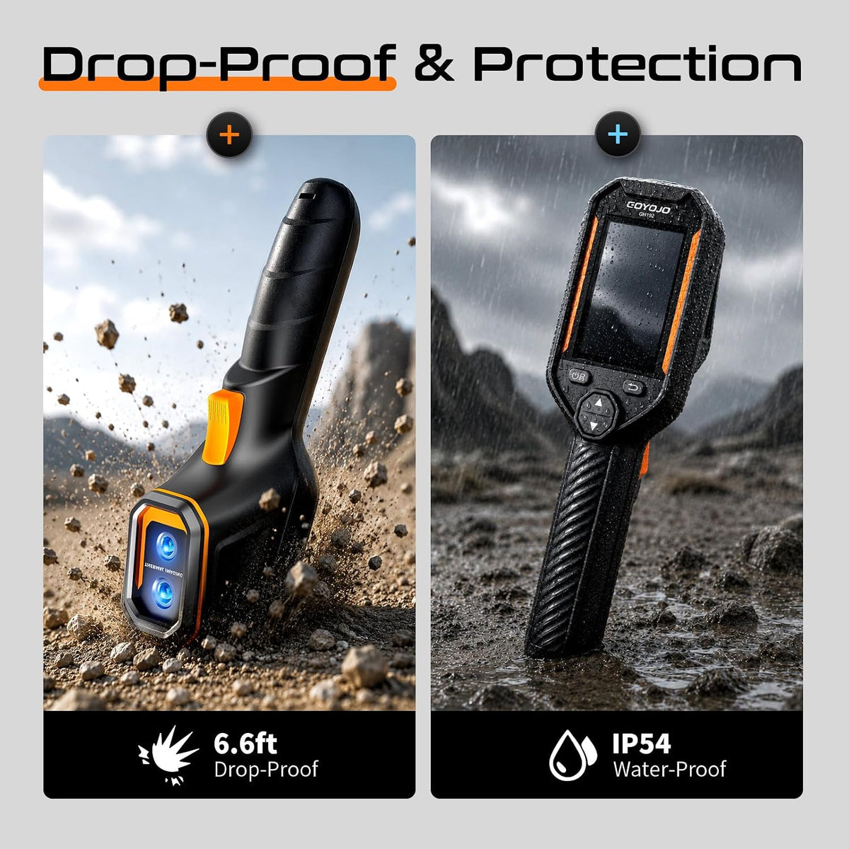 GH192 Thermal Imaging Camera 240X240 Super IR Resolution with 2MP Visual Camera and Fusion Imaging, 25Hz Handheld Thermal Imager with Alarm for Mechanical Maintenance Home HVAC Electrical Inspection