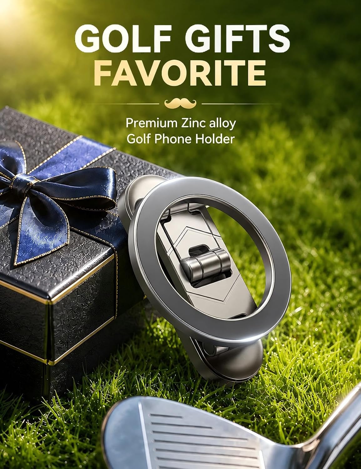 Magnetic Golf Cart Phone Holder, [Tri-Fold+All Alloy] Golf Cart Accessories | 2026 Unique Golf Gifts for Men Golfers Him Father, Compatible with MagSafe iPhone 17-12 for Club Car, EZGO, Yamaha
