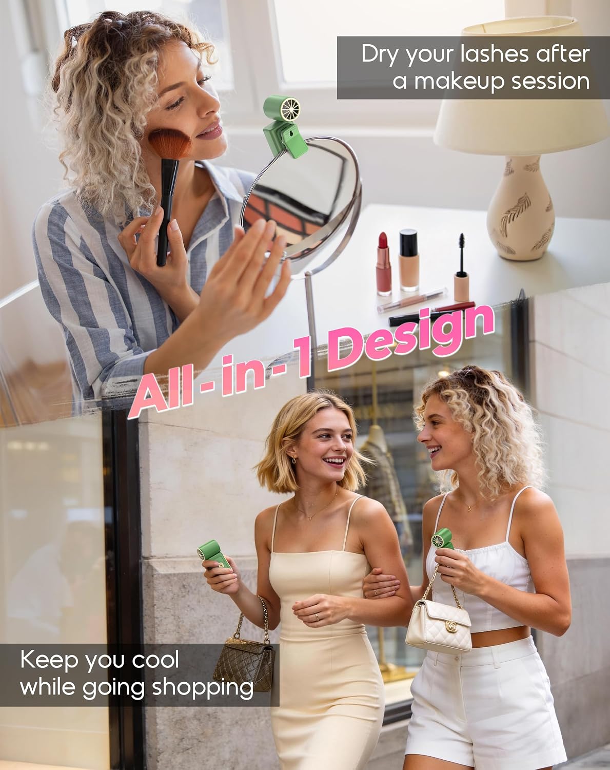 Clip-On Portable Fan for Strollers Travel, Rechargeable Turbo Personal Fan | Clip to Bag Strap Hat Stroller Shirt Desk Car Seats, Small 4 Speed 360° Rotate, Led Display, Turbo 13500RPM, Travel Essential