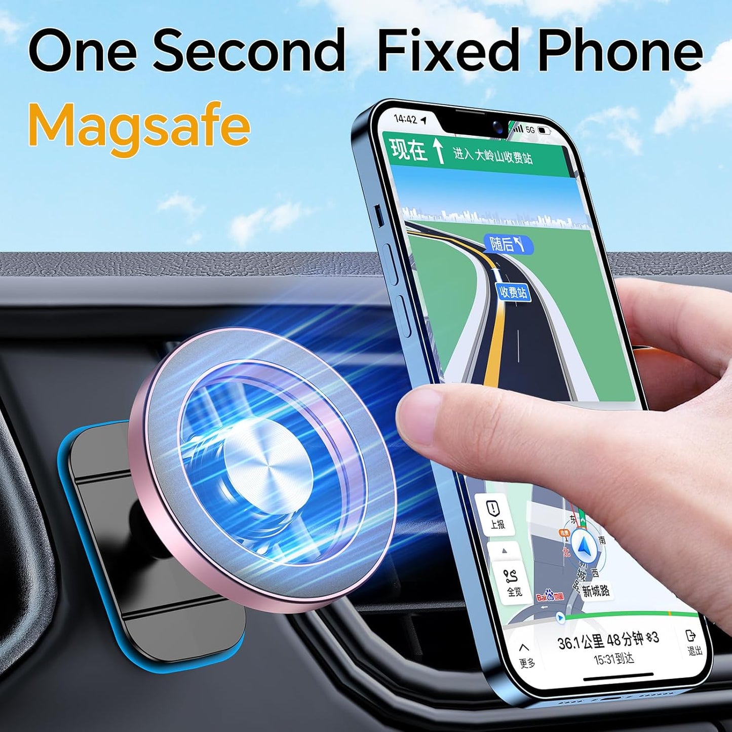for Magsafe Car Mount【20 Strong Magnets】Magnetic Phone Holder for Car Phone Holder Mount Dash Mounted Holders Cell Phone Holders for Your Car Accessories for Women Men for iPhone 17 16 15 14