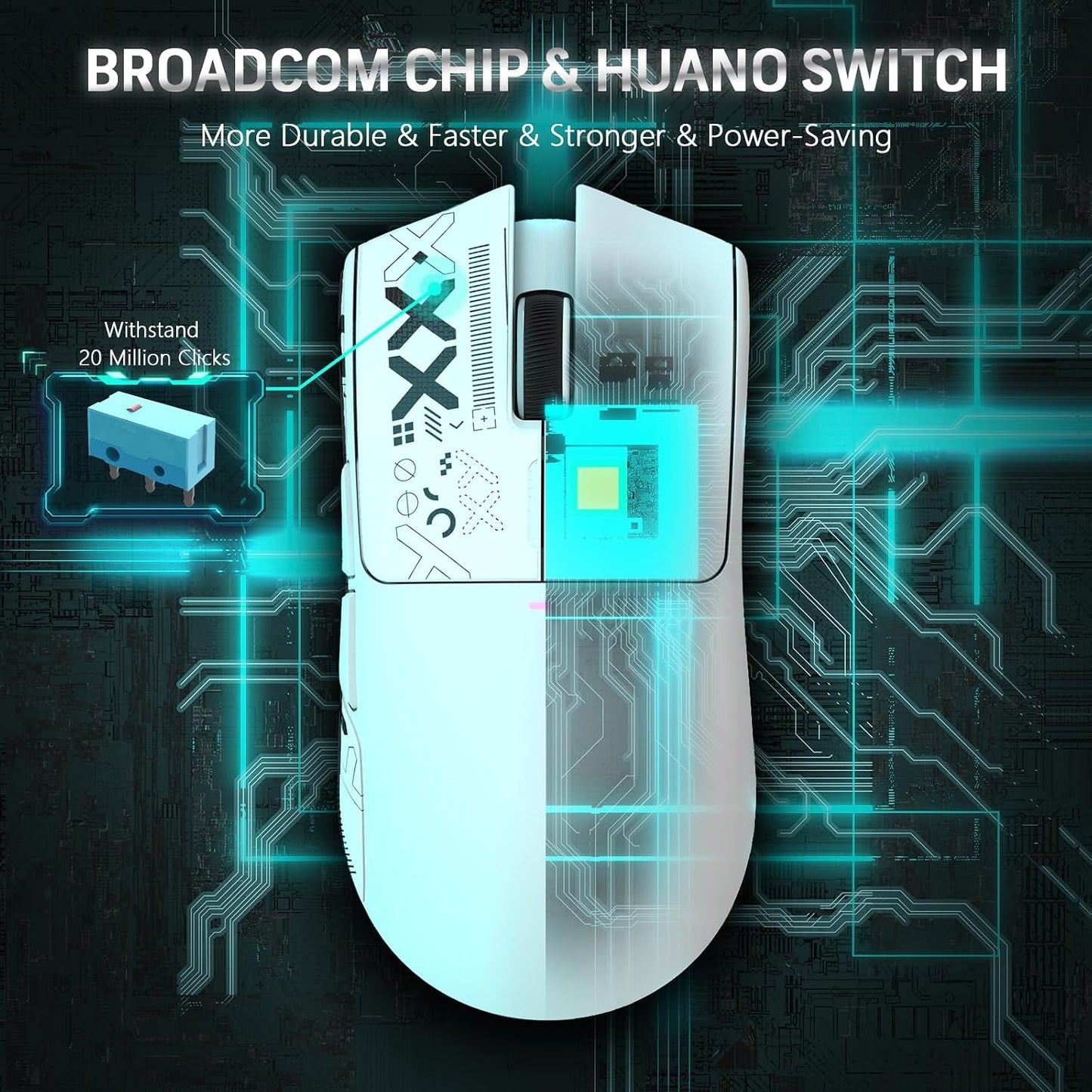 ATTACK SHARK X11 59g Lightweight Wireless Gaming Mouse,RGB Magnetic Charging Dock,Tri-Mode-BT/2.4G Wireless/Wired Mouse with Grip Tape,22000 DPI,5 Programmable Buttons for Pc/Mac(White&Sticker)
