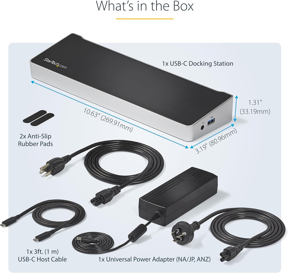 StarTech USB-C Triple 4K DisplayLink Dock, HDMI DP, MacBook & Win, 60W, TAA