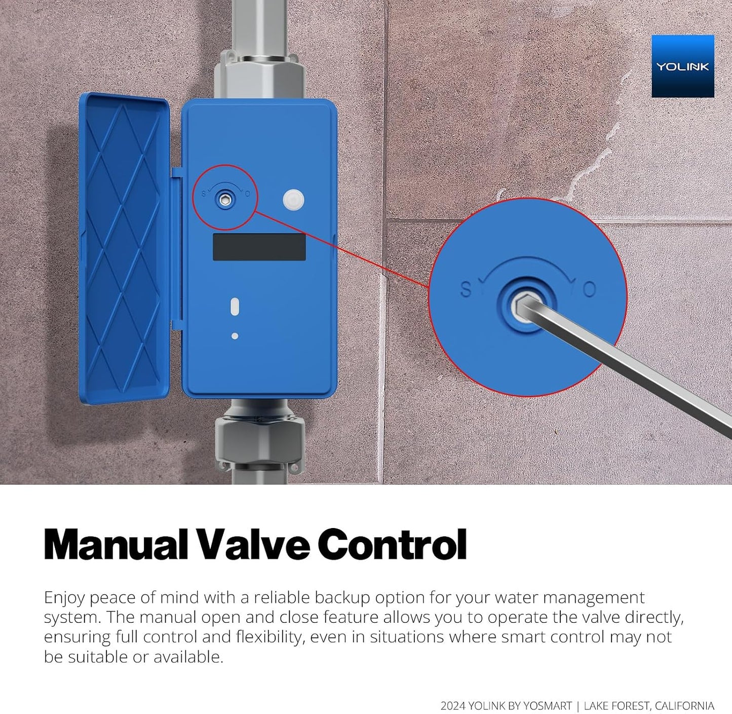 NSF Certified YoLink FlowSmart All-in-One Smart Water Meter & Auto Shutoff for ¾″ Pipes, LoRa Long-Range, Real-Time Leak Detection, 10-Year Battery, 80+ Device Ecosystem, Hub Included – YS5018