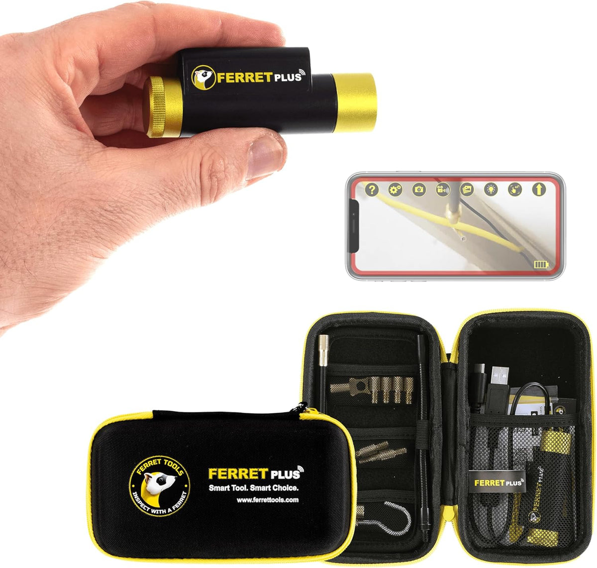 Ferret Plus Wireless Inspection Camera Will See & Reach Where You can’t. Electrical, HVAC, Dryer Vent, Home Inspection, Chimney, Pest Control. 720p Streaming, 1080p onboard Save, Rechargeable, WiFi