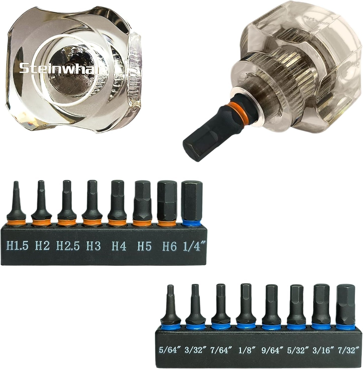 25in1 Short Stubby Mini Screwdriver for Tight Space, Security Torx, Phillips, Flathead and Hex S2 Steel Bits, Cellulose Acetate Fiber Made Handle, Compact EDC