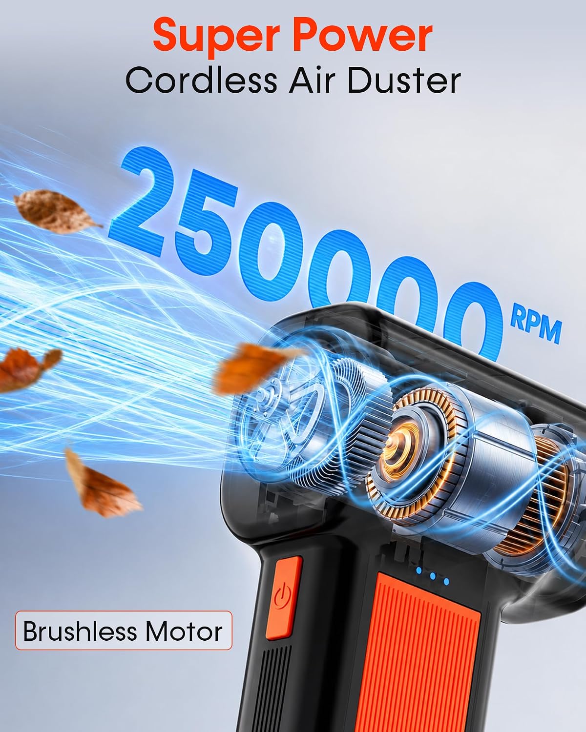 250000RPM Electric Air Duster for Keyboard: One Blow Clears Dust and Crumbs | Powerful & 5 Nozzles More Versatile - Fast Charging Rechargeable and Reusable Mini Blower - No More Sticky Keys for PC Gamers