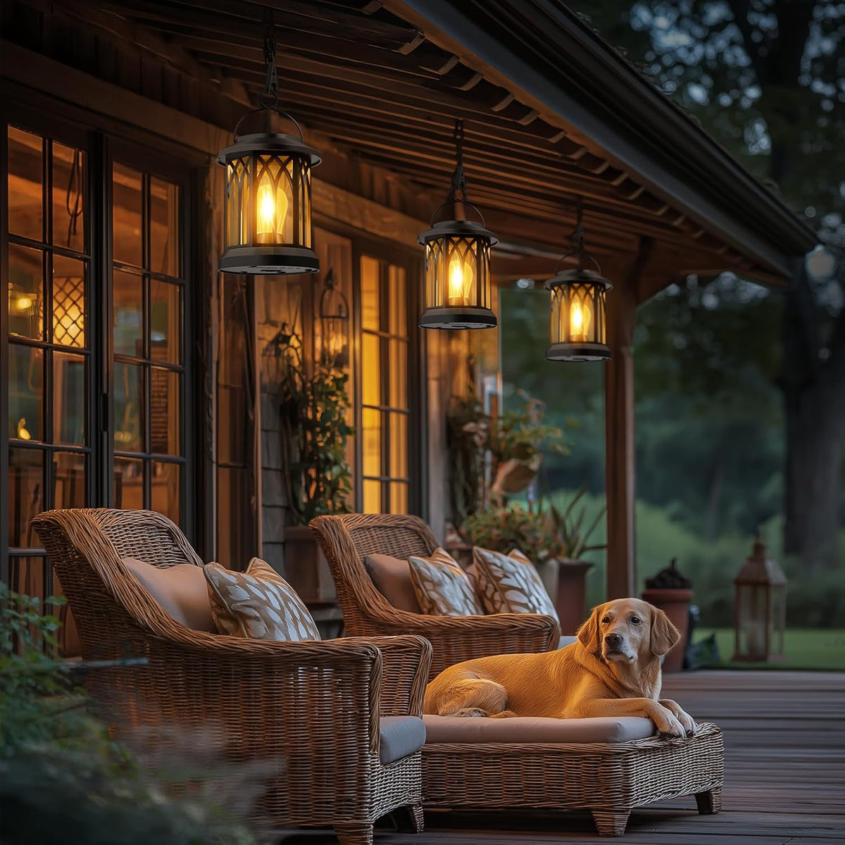 Hanging Solar Lanterns Outdoor Waterproof: 2 Pack Garden Lantern Decorative | Warm Ambient Light, Clip‑on Hanging Design, 12h All‑night Glow, Ip65 Waterproof, Auto On/Off, 800mah Battery, No Wiring