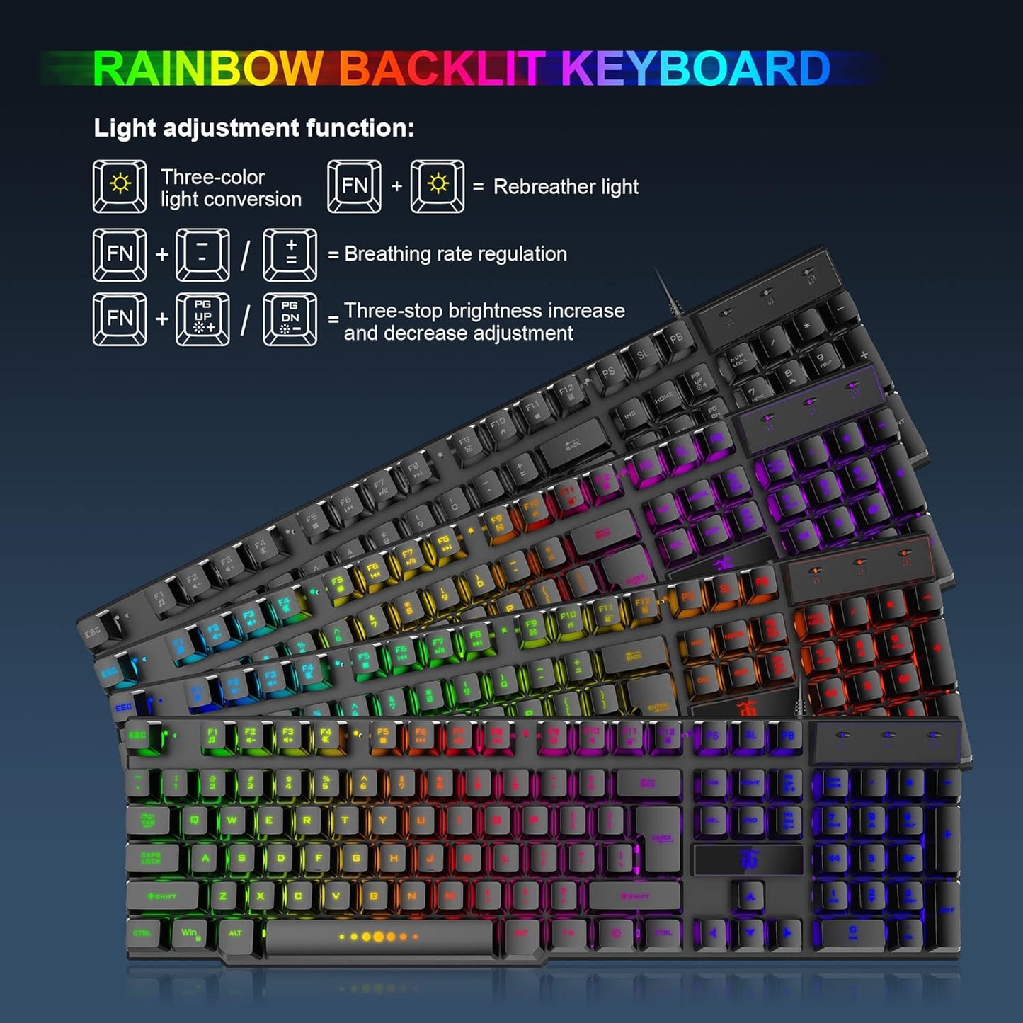 DGG Gaming Keyboard and Mouse, Headphones, Mouse pad Combo for PC Gamers | RGB Backlight Gaming Keyboard and Mouse Bundle with Headset, All in One for Xbox and PS4 Users