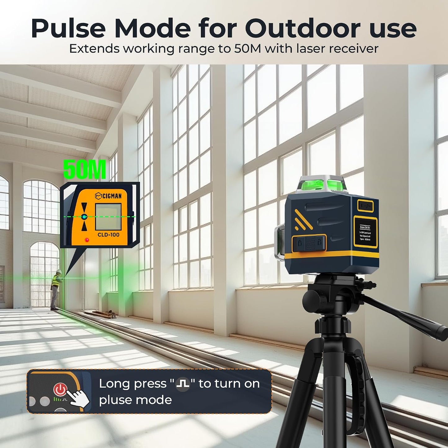 Laser Level Self Leveling 3x360° for Picture Hanging & Construction | Green Lazer Leveler Tool, High Accuracy & Visibility, Remote Control, Rechargeable, Strong Magnetic Bracket, for DIY Projects