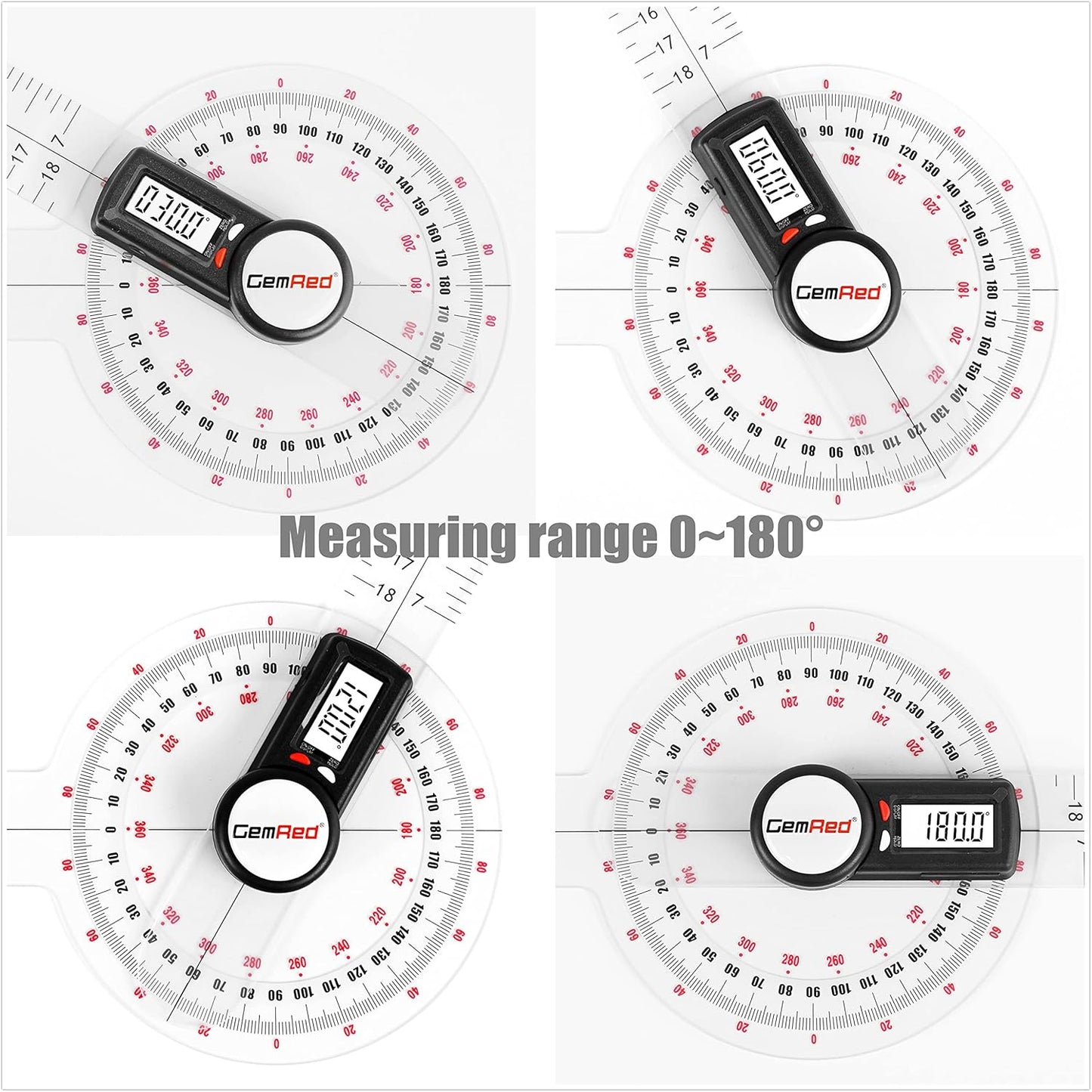 GemRed 12" Digital Goniometer for Joint Range of Motion ROM Measurement | GR311 New Version