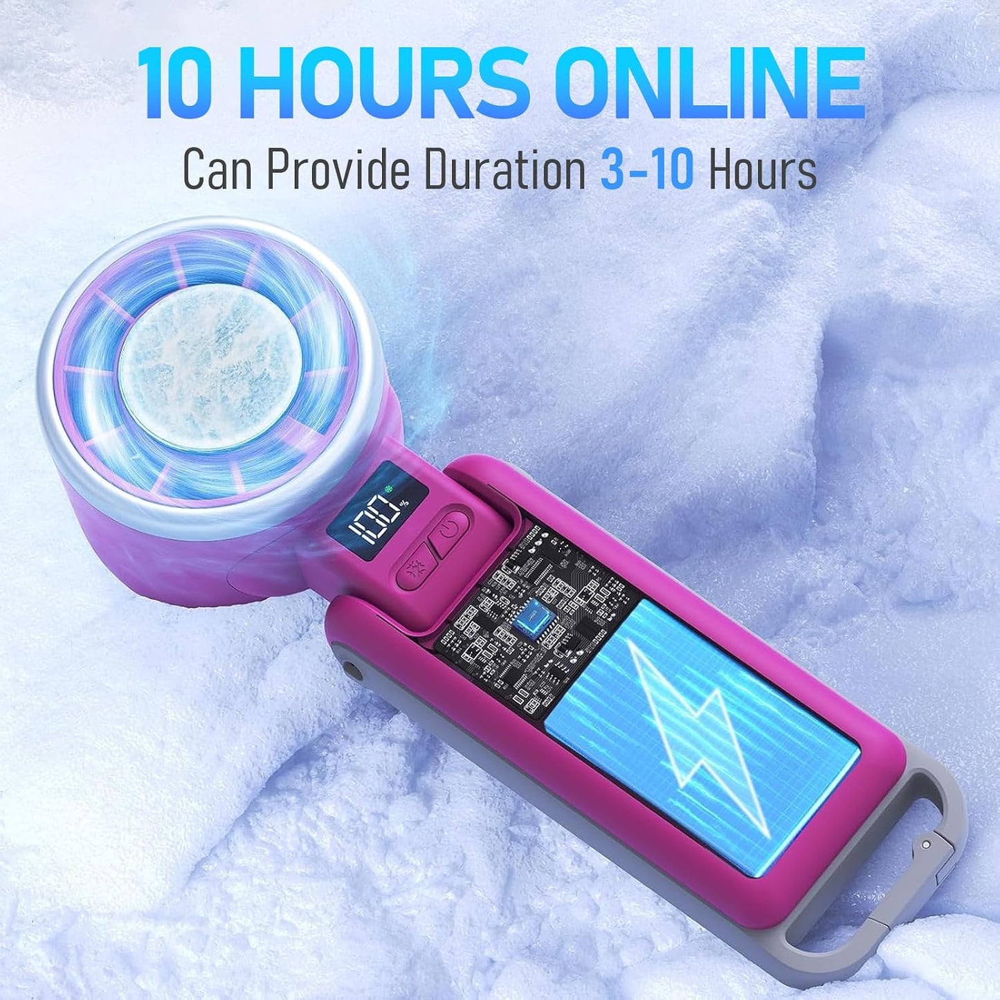 PlayHot Portable Handheld Cooling Fan, Travel Essentials, Gifts for Women | Instant Cooling, 10m/s Airflow, 5-Speed, 10H Max, USB-C Rechargeable, LED Display, 3-in-1 Foldable for Cruise, Beach Vacation