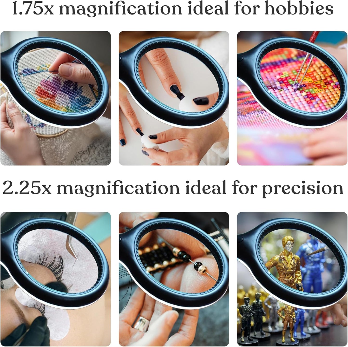 Brightech LightView Pro Flex 2 in 1 Magnifying Desk Lamp, 2.25x Light Magnifier, Adjustable Gooseneck Magnifying Glass with Light for Crafts, Reading, Close Work