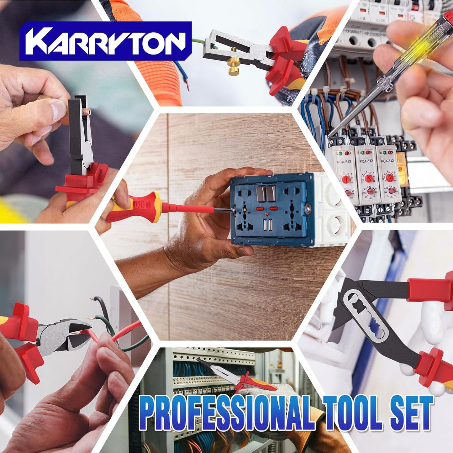 14PCS 1000V Insulated Electrician Tool Set | VDE certified electrical tools kit with pliers, screwdrivers, voltage tester, ideal for home and industrial electrical repair