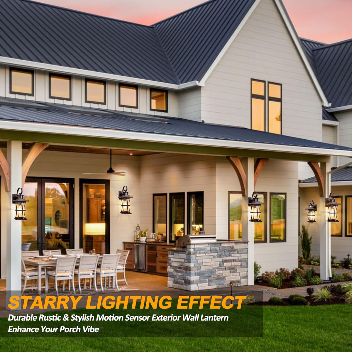 Large Bronze Motion Sensor Outdoor Lights Dusk to Dawn Wall Sconce 15.5inch