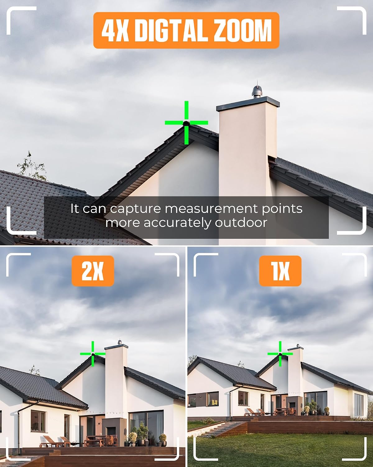 Green-Beam Laser Measuring Tool, 393ft Outdoor Laser Measure | 4X Camera, P2P Technology,Accurate, Multi Measure Modes, IP68, Angle Sensor, Rechargeable Laser Tape Measure for Construction
