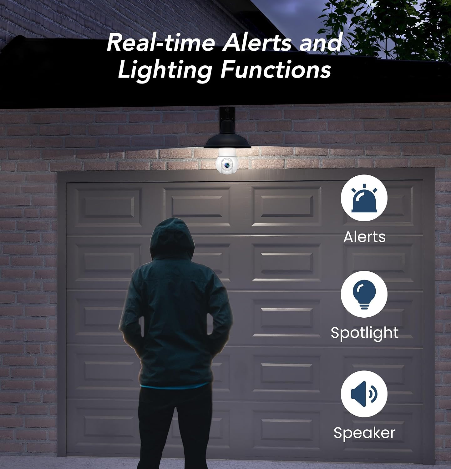 GNCC 2K Light Bulb Security Camera, 360° Outdoor Camera 2.4G WiFi (1-Pack) | Easy Screw-in Porch/yard Bulb socket, Full color night vision, Motion Detect, Built-in LED Bulb/Spotlight, SD/Cloud Storage