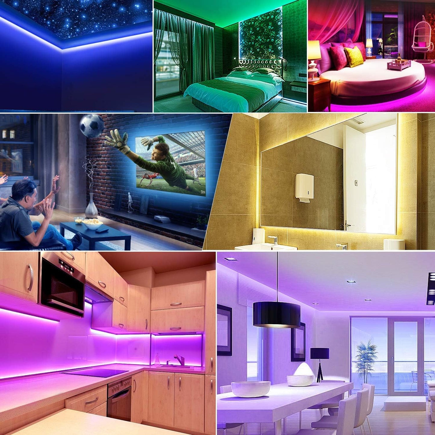 USB LED Strip Lights Kit, 4 Pre-Cut 1.64ft/6.56ft RGB LED Light Strips, Color Changing TV Backlights with Remote, RGB 5050 Bias Lighting for TV, PC, Monitor, Home Theater, DIY Decoration
