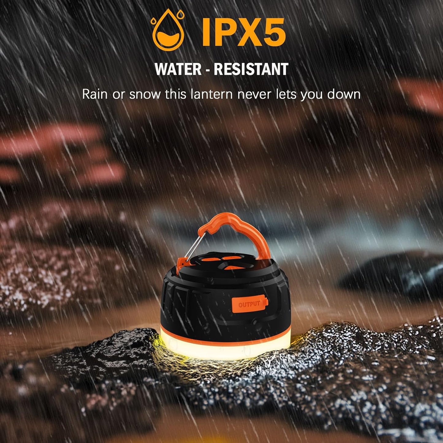 Yonktoo Camping Lantern Rechargeable, 300H Runtime, 6400mAh, IPX5 Waterproof Tent Light for Camping, Hiking, Power Outages, Home, Emergency - Standard Edition,Orange