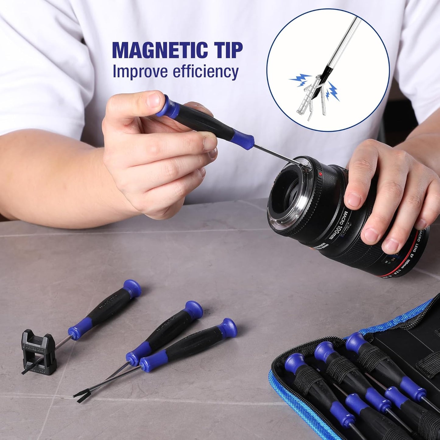 WORKPRO 10-Piece Precision Screwdriver Set with Pouch | Magnetic Small Screwdrivers with Phillips, Slotted, Torx Star, Mini Screwdriver for Eyeglass, Watch, Computer, Laptop, Phone