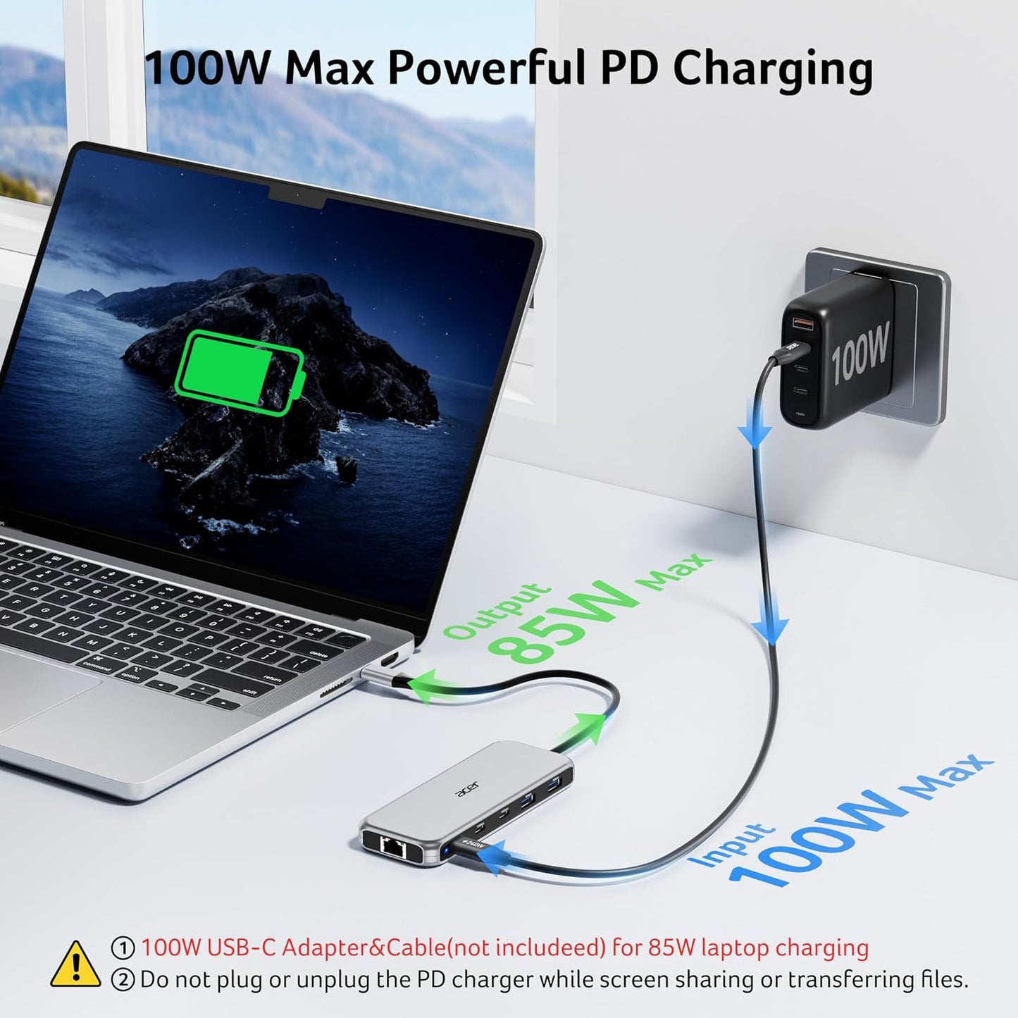 Acer Laptop Docking Station 3 Monitors, 11-in-1 USB C Docking Station | 8K DP, 4K@60Hz HDMI, 10Gbps Data, 1 Gbps Ethernet Hub, 100W Power Delivery, SD/TF, USB C Hub Multiport Adapter for Laptop