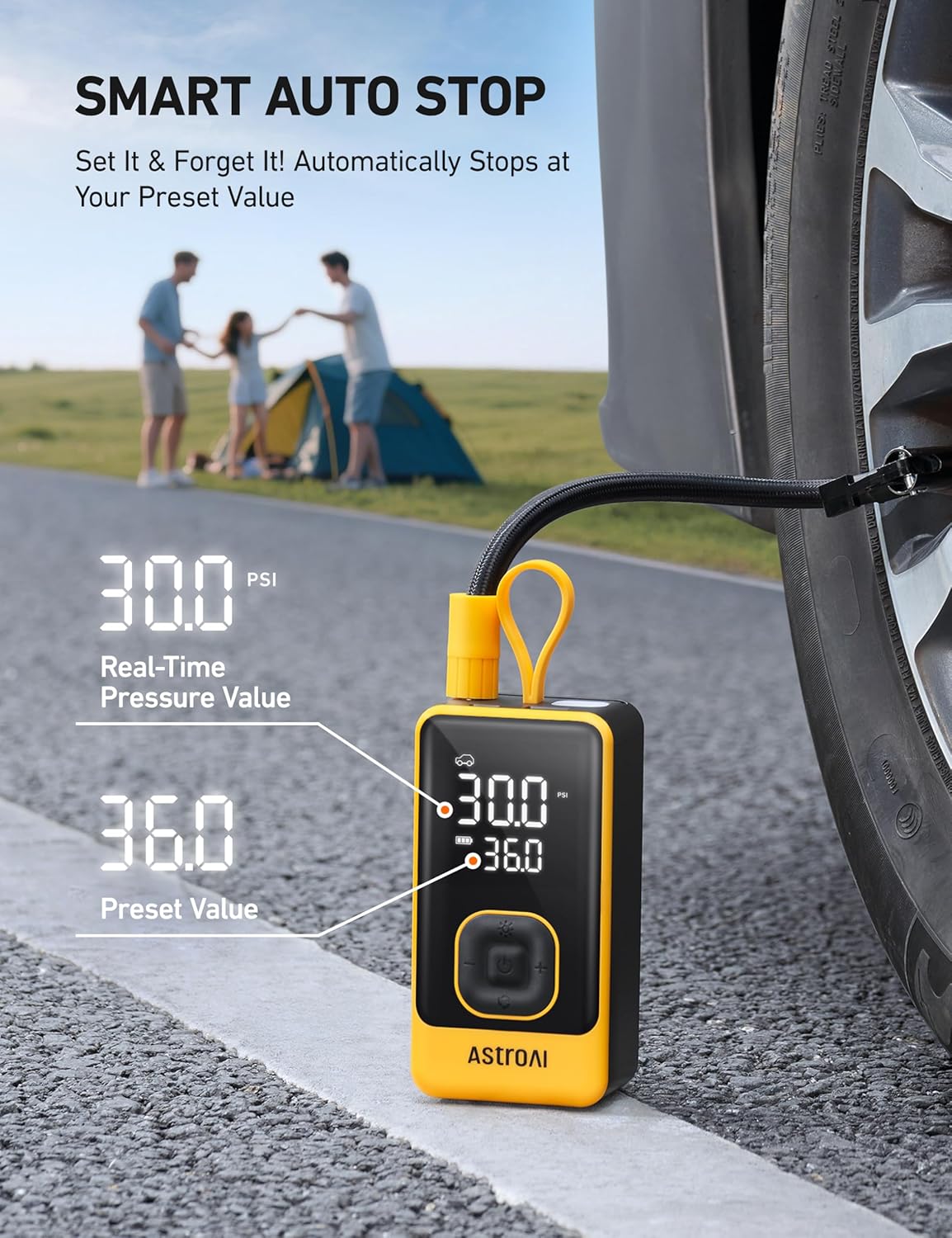 AstroAI L7 Air Tire Inflator Portable Air Compressor, 150PSI Car Bike Pump | Fast 1-Min Inflate, Cordless Electric Mini Pump with Digital Gauge, Auto Shutoff, LED Light for Car, SUV, Motorcycle, Bicycle