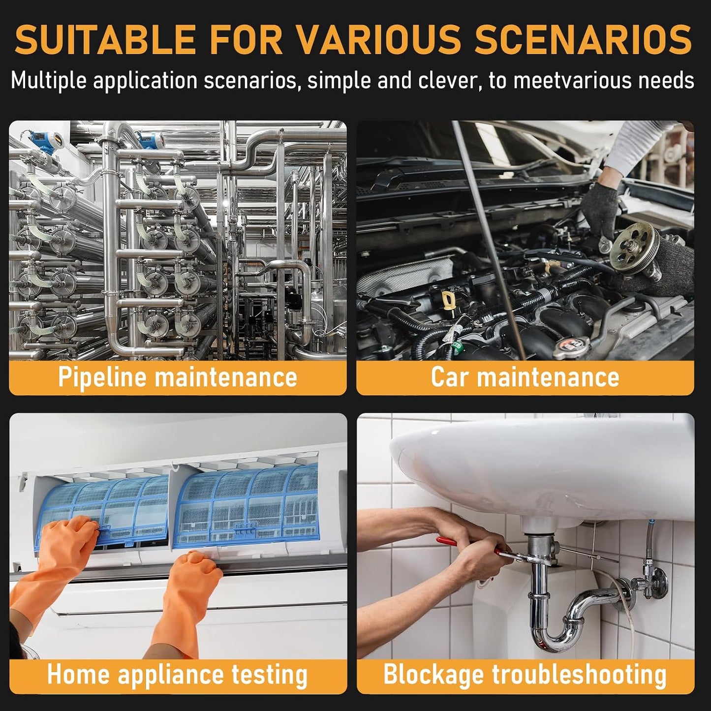 0.24in Two-Way Articulating Borescope, Endoscope Camera with Light | Industrial Inspection Camera, 5FT Flexible Semi-Rigid Cable, IP67 Waterproof, 4.3" IPS Screen, Automotive Engines & Plumbing